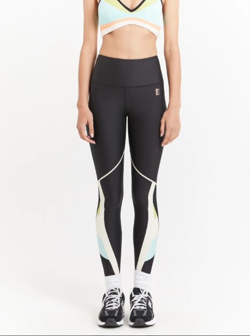 NWT P.E Nation Neptune Leggings XS Black White Yellow Mint REVOLVE